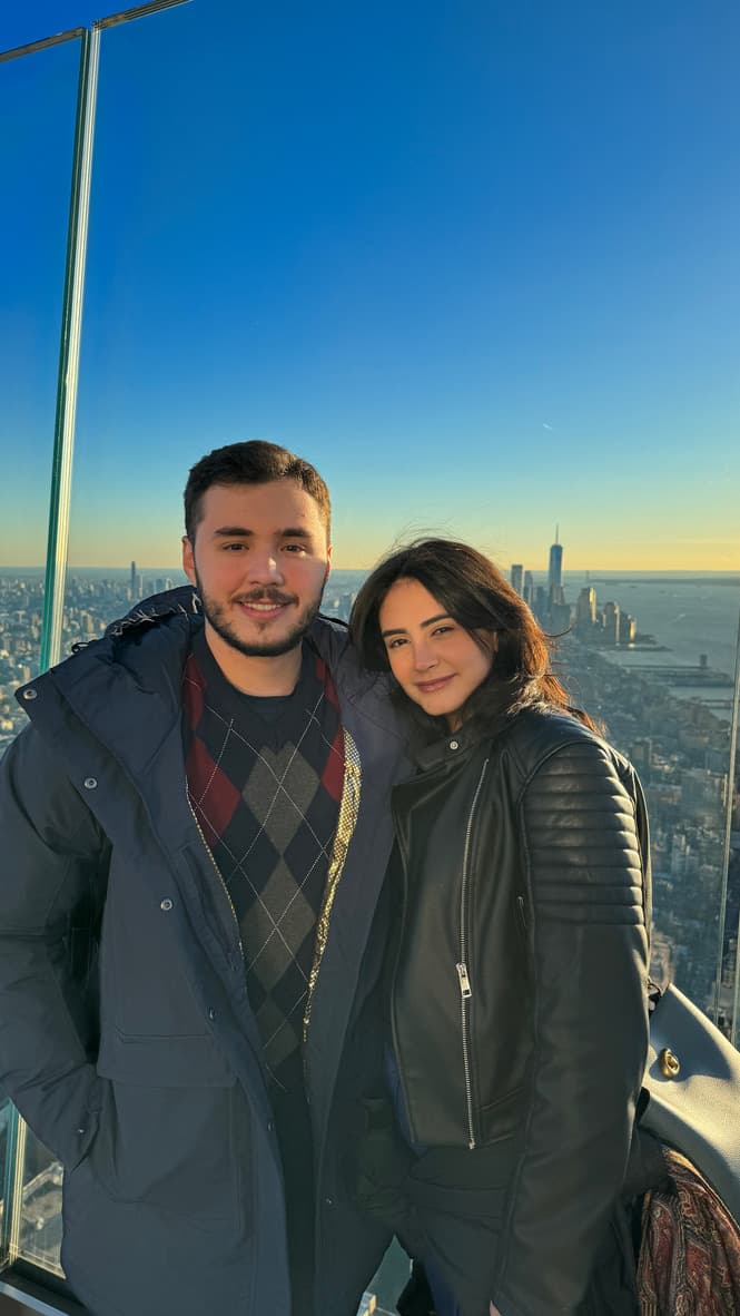Vista aérea de Nova York ao entardecer